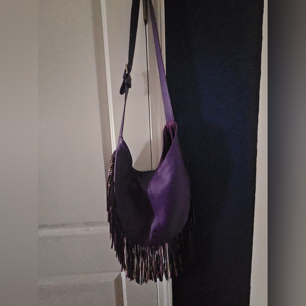 Sassy Jones Purple Dina Fringe crossbody bag
